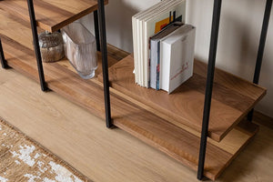 Βιβλιοθήκη Ammoudi Με Μεταλλικά Πόδια Καρυδί 170x35x180 εκ. Μελαμίνης