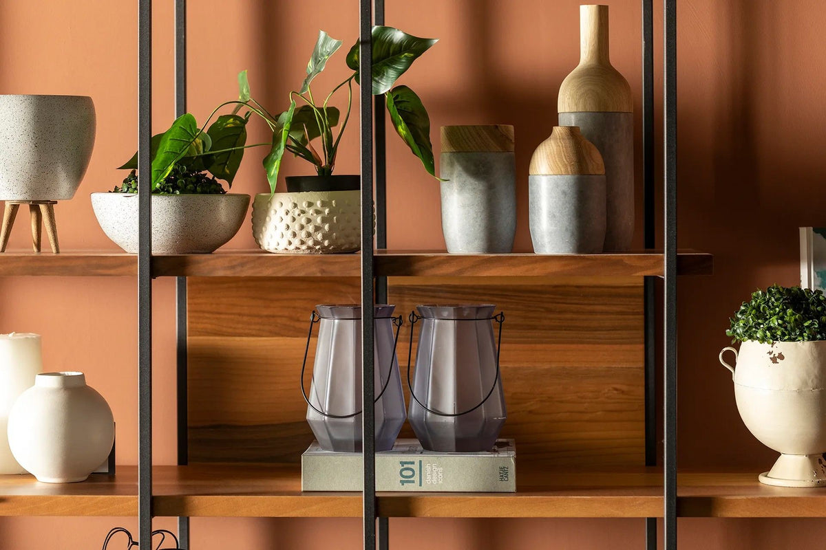 Βιβλιοθήκη Ammoudi Με Μεταλλικά Πόδια Καρυδί 170x35x180 εκ. Μελαμίνης