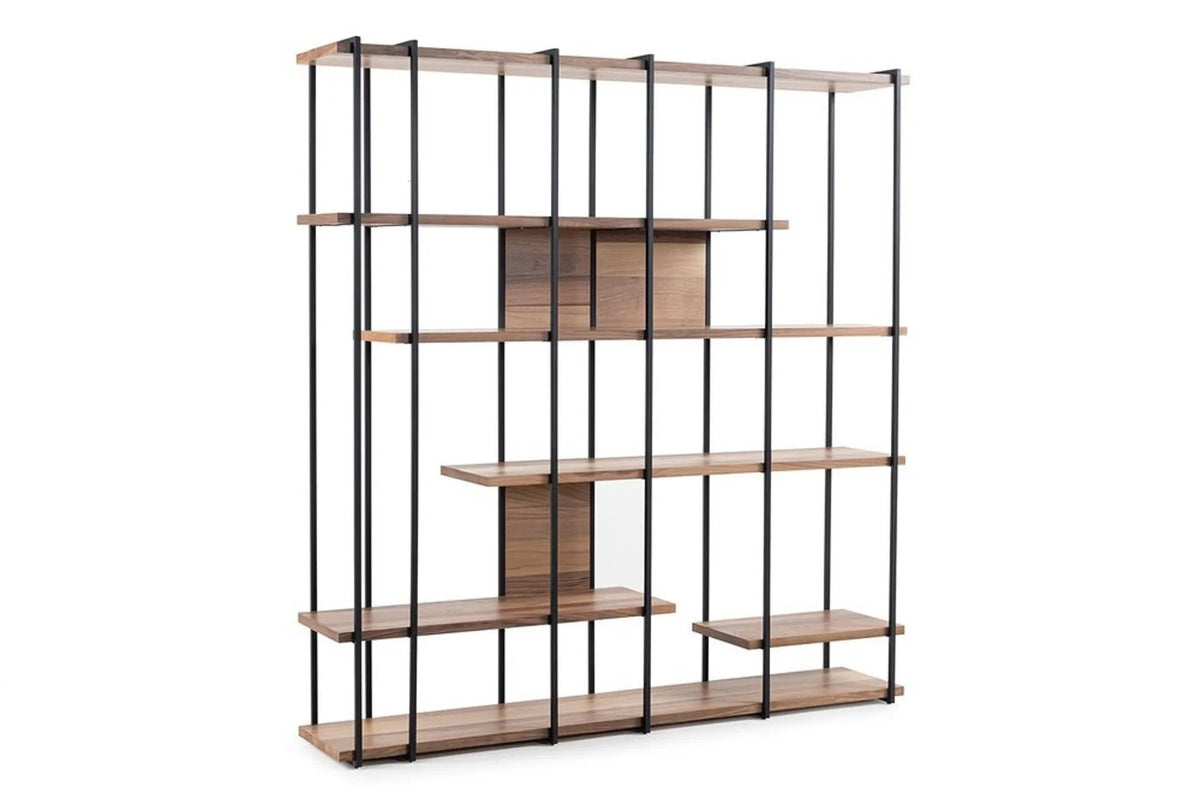Βιβλιοθήκη Ammoudi Με Μεταλλικά Πόδια Καρυδί 170x35x180 εκ. Μελαμίνης