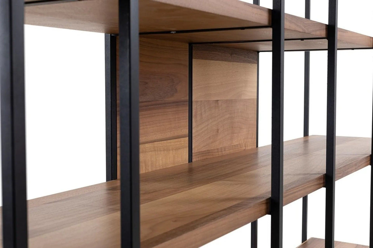 Βιβλιοθήκη Ammoudi Με Μεταλλικά Πόδια Καρυδί 170x35x180 εκ. Μελαμίνης