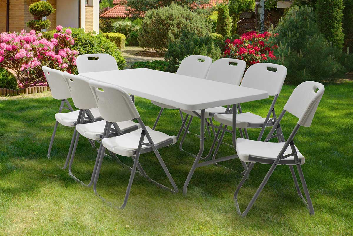 Τραπέζι catering-συνεδρίου Aprilia  λευκό μονοκόμματη επιφάνεια 183x76x74εκ - Pakobazaar
