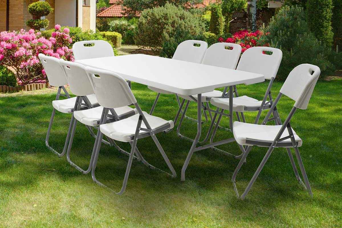 Τραπέζι catering Rodeo  πτυσσόμενο-βαλίτσα λευκό 183x76x74εκ - Pakobazaar