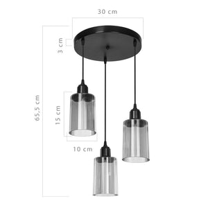 Φωτιστικό οροφής τρίφωτο PWL-1195  Ε27 μαύρο-amber Φ30x80εκ - Pakobazaar