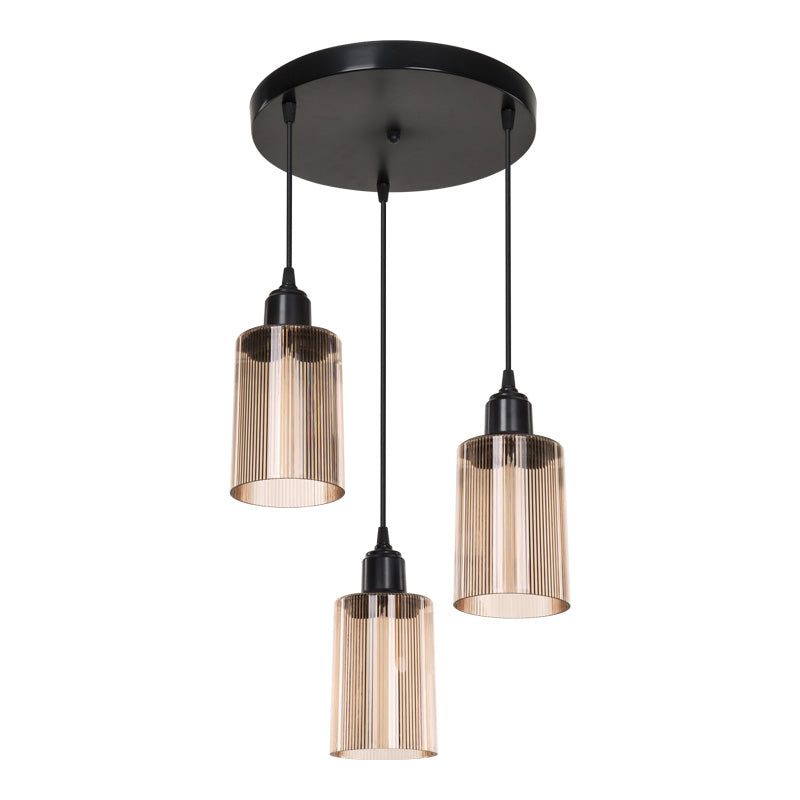 Φωτιστικό οροφής τρίφωτο PWL-1195  Ε27 μαύρο-amber Φ30x80εκ - Pakobazaar