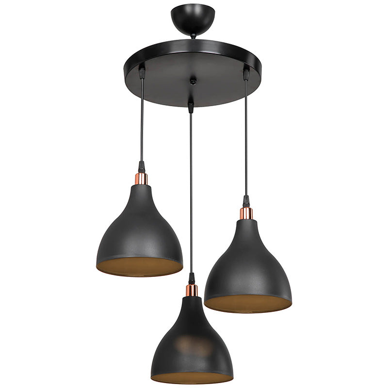 Φωτιστικό οροφής τρίφωτο Lofty  Ε27 μαύρο Φ40x80εκ - Pakobazaar