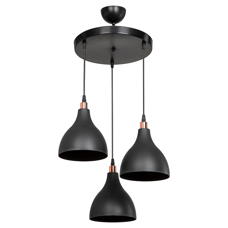 Φωτιστικό οροφής τρίφωτο Lofty  Ε27 μαύρο Φ40x80εκ - Pakobazaar