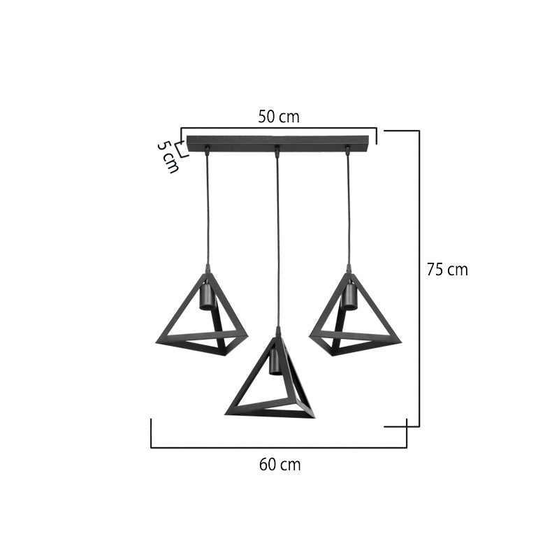 Φωτιστικό οροφής τρίφωτο Lich  pp σε μαύρη απόχρωση 60x24x75εκ - Image 4