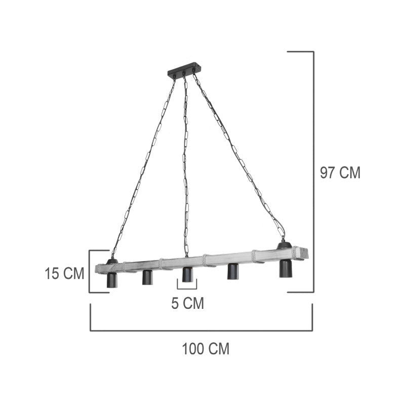 Φωτιστικό οροφής πεντάφωτο Lagoon  Ε27 σε καφέ απόχρωση 100x8.5x10.5εκ - Image 4