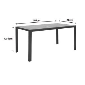 Τραπέζι Nares  αλουμίνιο ανθρακί-plywood γκρι 140x80x72.5εκ - Pakobazaar