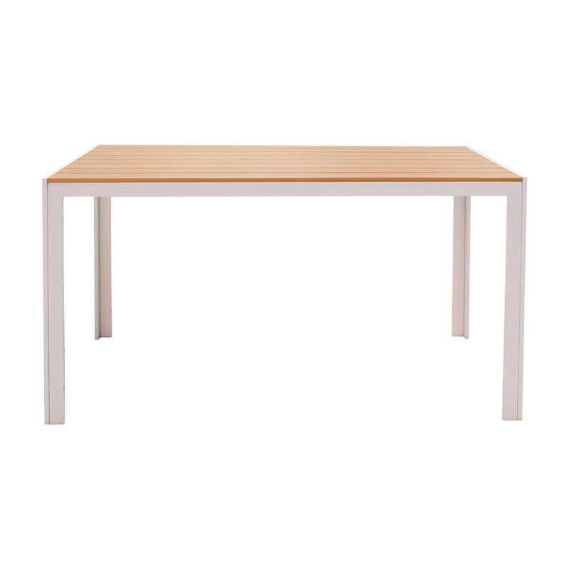 Τραπέζι Nares  αλουμίνιο λευκό-plywood φυσικό 140x80x72.5εκ - Image 2
