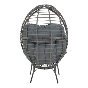 Πολυθρόνα Nestie  wicker rattan γκρι-μεταλλικό γκρι πόδι-γκρι μαξιλάρι 102x80x155εκ - Pakobazaar