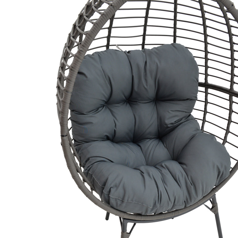 Πολυθρόνα Nestie  wicker rattan γκρι-μεταλλικό γκρι πόδι-γκρι μαξιλάρι 102x80x155εκ - Pakobazaar