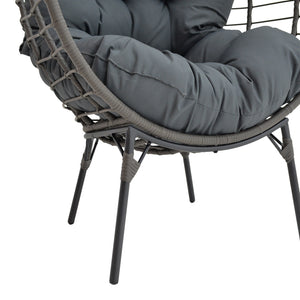 Πολυθρόνα Nestie  wicker rattan γκρι-μεταλλικό γκρι πόδι-γκρι μαξιλάρι 102x80x155εκ - Pakobazaar