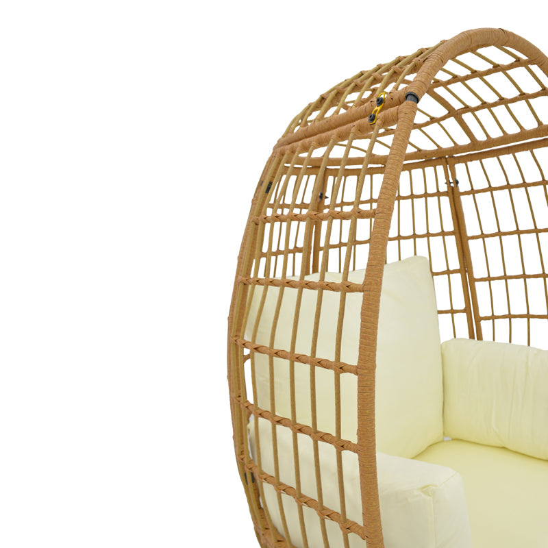 Πολυθρόνα Frox  wicker rattan φυσικό-μεταλλικό φυσικό-μαύρο πόδι-μπεζ μαξιλάρι 96x76x145εκ - Pakobazaar