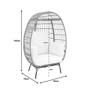 Πολυθρόνα Frox  wicker rattan φυσικό-μεταλλικό φυσικό-μαύρο πόδι-μπεζ μαξιλάρι 96x76x145εκ - Pakobazaar