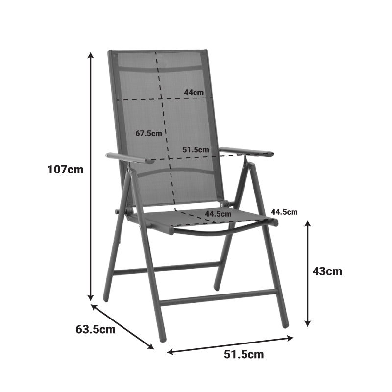 Πολυθρόνα Candor  ανθρακί μέταλλο και γκρι textilene 51.5x63.5x107εκ - Pakobazaar