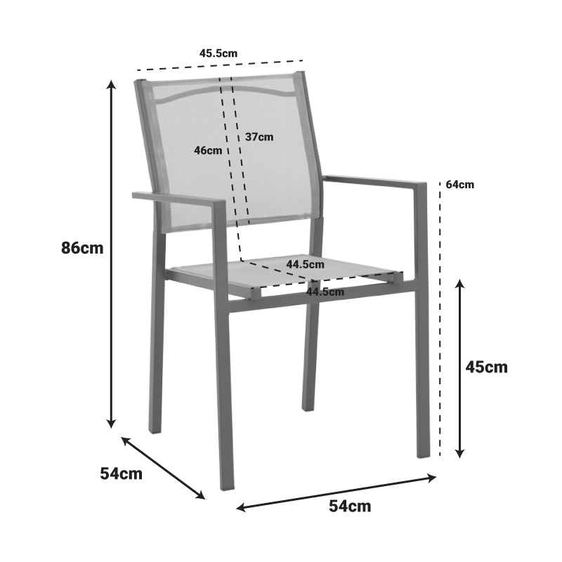 Πολυθρόνα Confidence  ανθρακί μέταλλο και γκρι textilene 54x54x86εκ