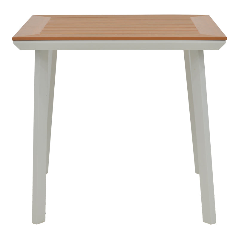 Τραπέζι Synergy  αλουμίνιο λευκό-plywood φυσικό 80x80x74εκ - Pakobazaar