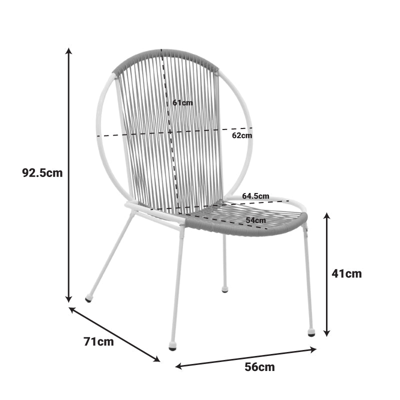 Καρέκλα κήπου Dapper  μαύρο μέταλλο-pe μαύρο 64.5x71x92.5εκ - Image 2