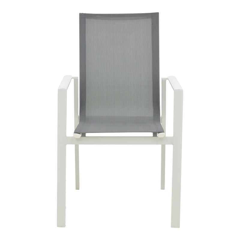 Πολυθρόνα κήπου Dashiell  αλουμίνιο λευκό textilene γκρι 71x58x94εκ - Image 4