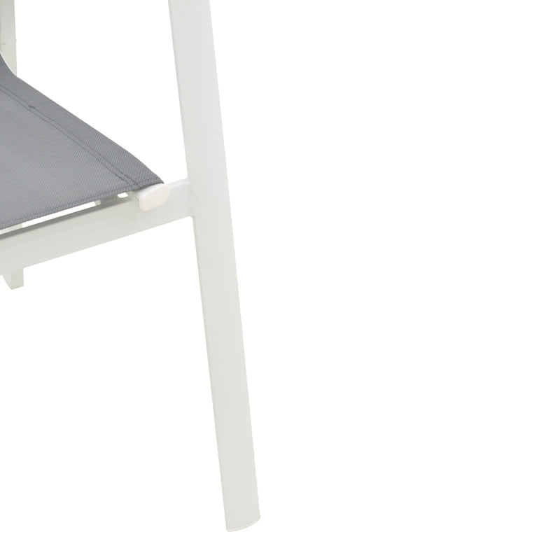 Πολυθρόνα κήπου Dashiell  αλουμίνιο λευκό textilene γκρι 71x58x94εκ - Image 7