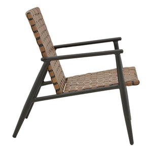 Πολυθρόνα Eamon  μαύρο αλουμίνιο και pe rattan σε καφέ απόχρωση 72.5x73.5x77εκ - Pakobazaar