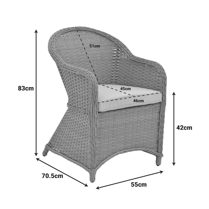 Πολυθρόνα κήπου Hadrian  rattan καφέ- textilene μπεζ 57x70x85εκ - Pakobazaar