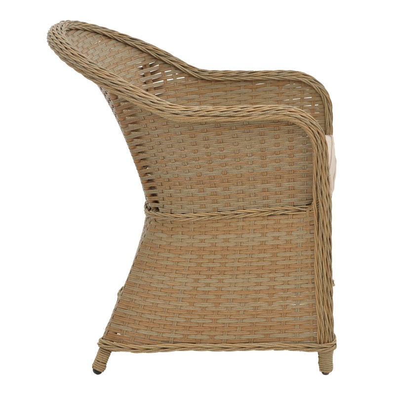 Πολυθρόνα κήπου Hadrian  rattan καφέ- textilene μπεζ 57x70x85εκ - Pakobazaar