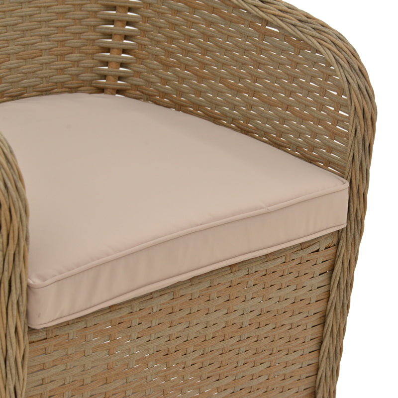 Πολυθρόνα κήπου Hadrian  rattan καφέ- textilene μπεζ 57x70x85εκ - Pakobazaar