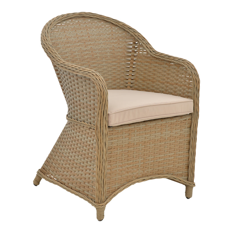 Πολυθρόνα κήπου Hadrian  rattan καφέ- textilene μπεζ 57x70x85εκ - Pakobazaar