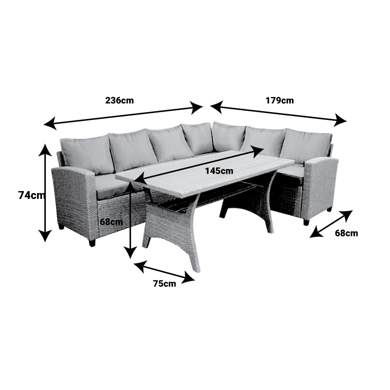 Σαλόνι με αναστρέψιμο καναπέ Flashy  σετ 3τμχ ύφασμα ανθρακί-rattan ανθρακί - Image 4