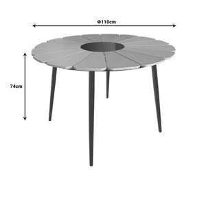 Τραπέζι Pinap  μαύρο αλουμίνιο και plywood σε φυσική απόχρωση Φ110x74εκ - Pakobazaar