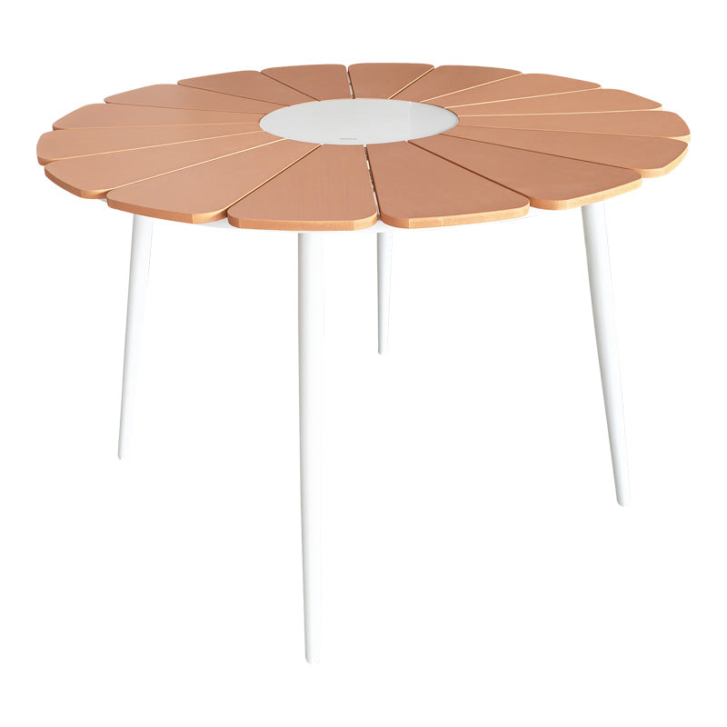 Τραπέζι Pinap  λευκό αλουμίνιο και plywood σε φυσική απόχρωση Φ110x74εκ - Pakobazaar
