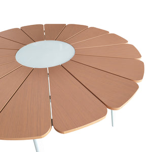 Τραπέζι Pinap  λευκό αλουμίνιο και plywood σε φυσική απόχρωση Φ110x74εκ - Pakobazaar