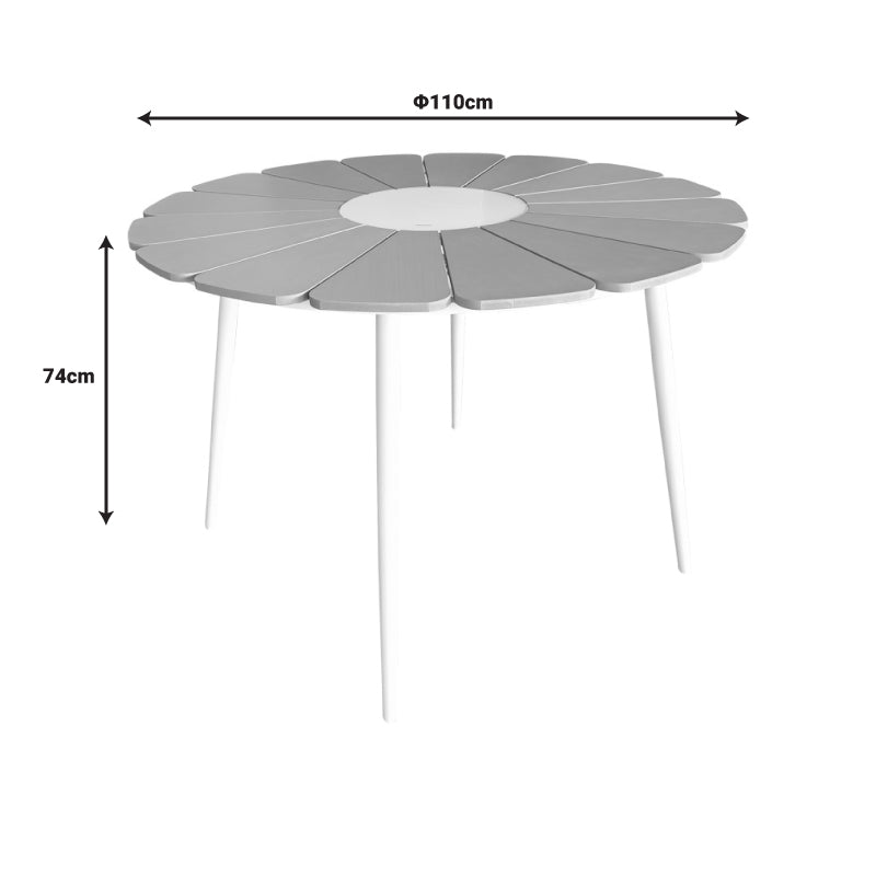 Τραπέζι Pinap  λευκό αλουμίνιο και plywood σε φυσική απόχρωση Φ110x74εκ - Pakobazaar