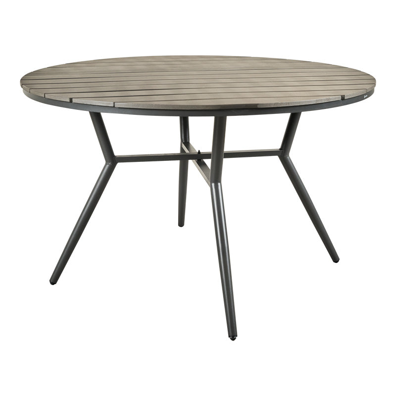 Τραπέζι Appa  αλουμίνιο και plywood σε ανθρακί απόχρωση Φ120x74εκ - Pakobazaar