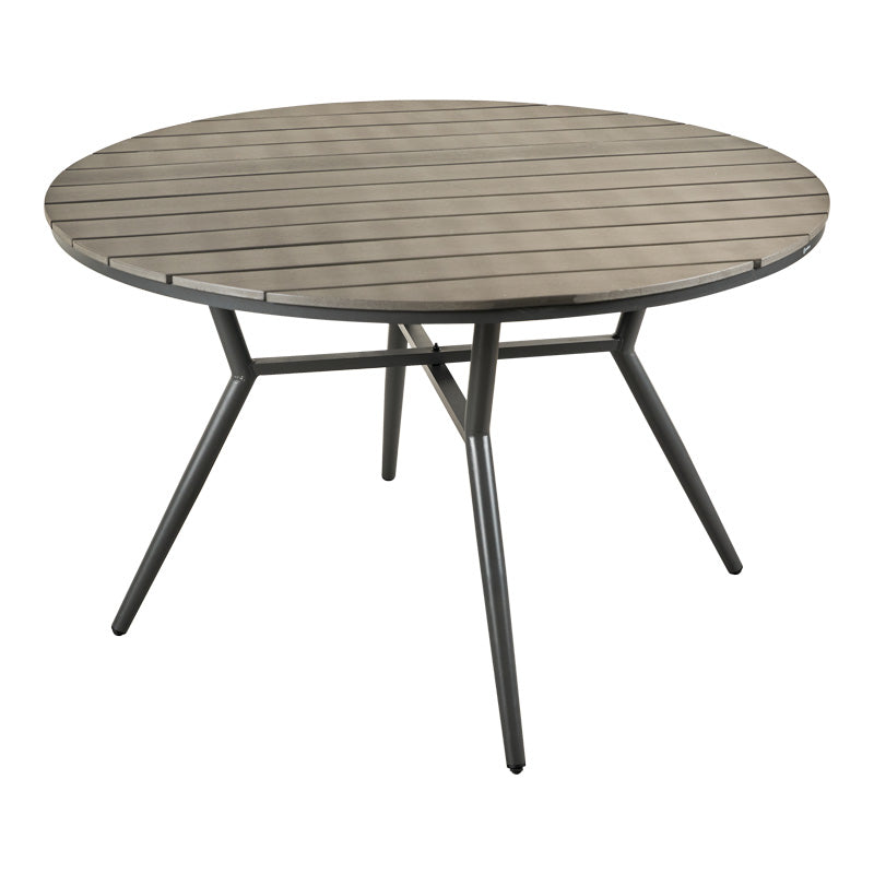 Τραπέζι Appa  αλουμίνιο και plywood σε ανθρακί απόχρωση Φ120x74εκ - Pakobazaar