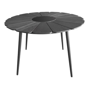 Τραπεζαρία Pinap-Dashiell σετ 5τεμ  μαύρο αλουμίνιο και plywood σε μαύρη απόχρωση Φ110x74εκ - Pakobazaar