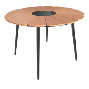 Τραπεζαρία Pinap-Dashiell σετ 5τεμ  μαύρο αλουμίνιο και plywood σε φυσική απόχρωση Φ110x74εκ - Pakobazaar