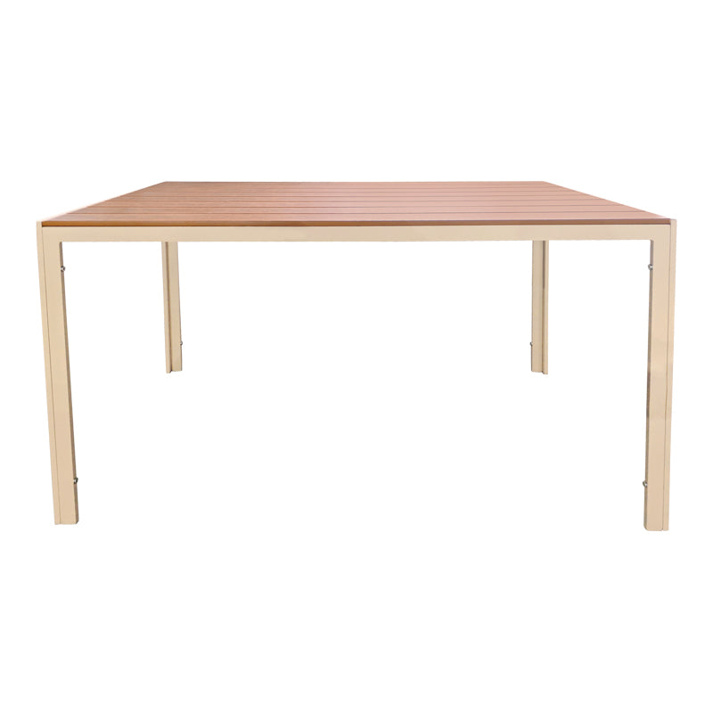 Τραπέζι Nares  αλουμίνιο cappuccino-plywood σε φυσική απόχρωση 140x80x72.5εκ - Pakobazaar