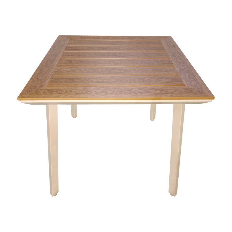 Τραπέζι Synergy  αλουμίνιο cappuccino-plywood σε φυσική απόχρωση 80x80x74εκ - Pakobazaar