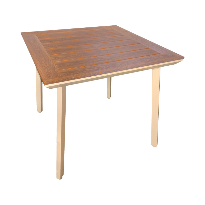 Τραπέζι Synergy  αλουμίνιο cappuccino-plywood σε φυσική απόχρωση 80x80x74εκ - Pakobazaar
