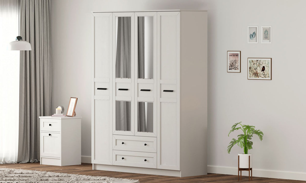 Ντουλάπα Rodopoli Λευκό Ματ 140x52x210 εκ. Μελαμίνης Κωδ. 011