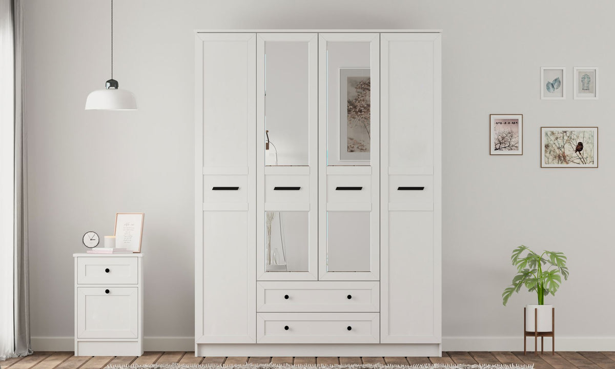 Ντουλάπα Rodopoli Λευκό Ματ 140x52x210 εκ. Μελαμίνης Κωδ. 011