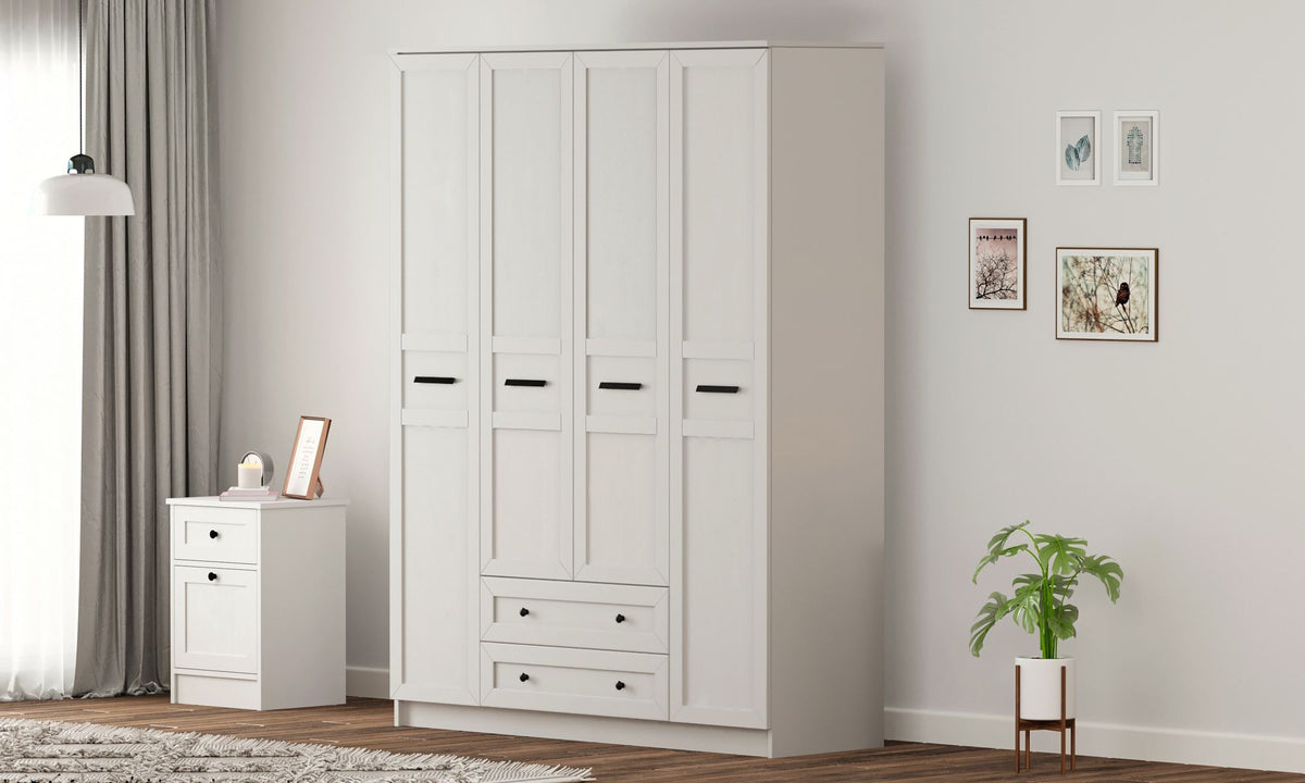 Ντουλάπα Rodopoli Λευκό Ματ 140x52x210 εκ. Μελαμίνης Κωδ. 001