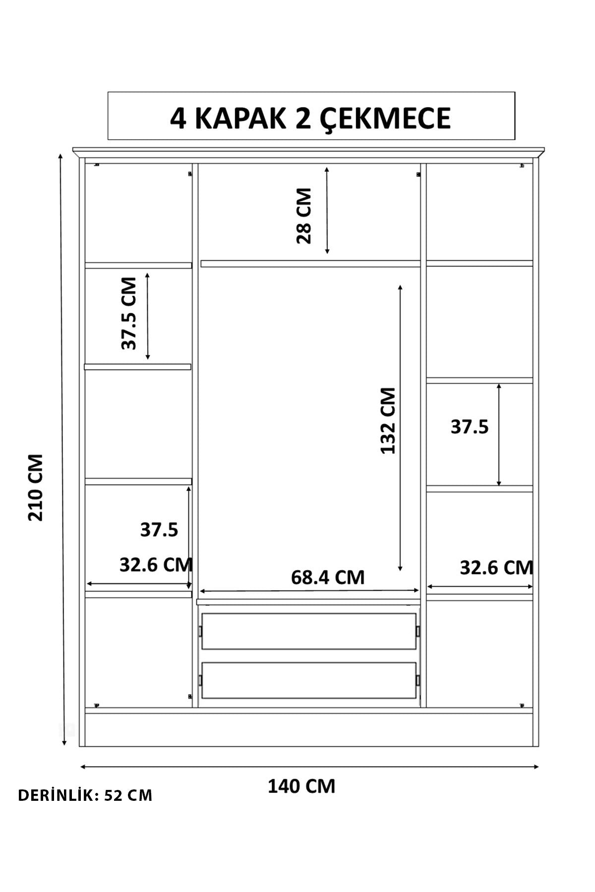 Ντουλάπα Rodopoli Λευκό Ματ 140x52x210 εκ. Μελαμίνης Κωδ. 001