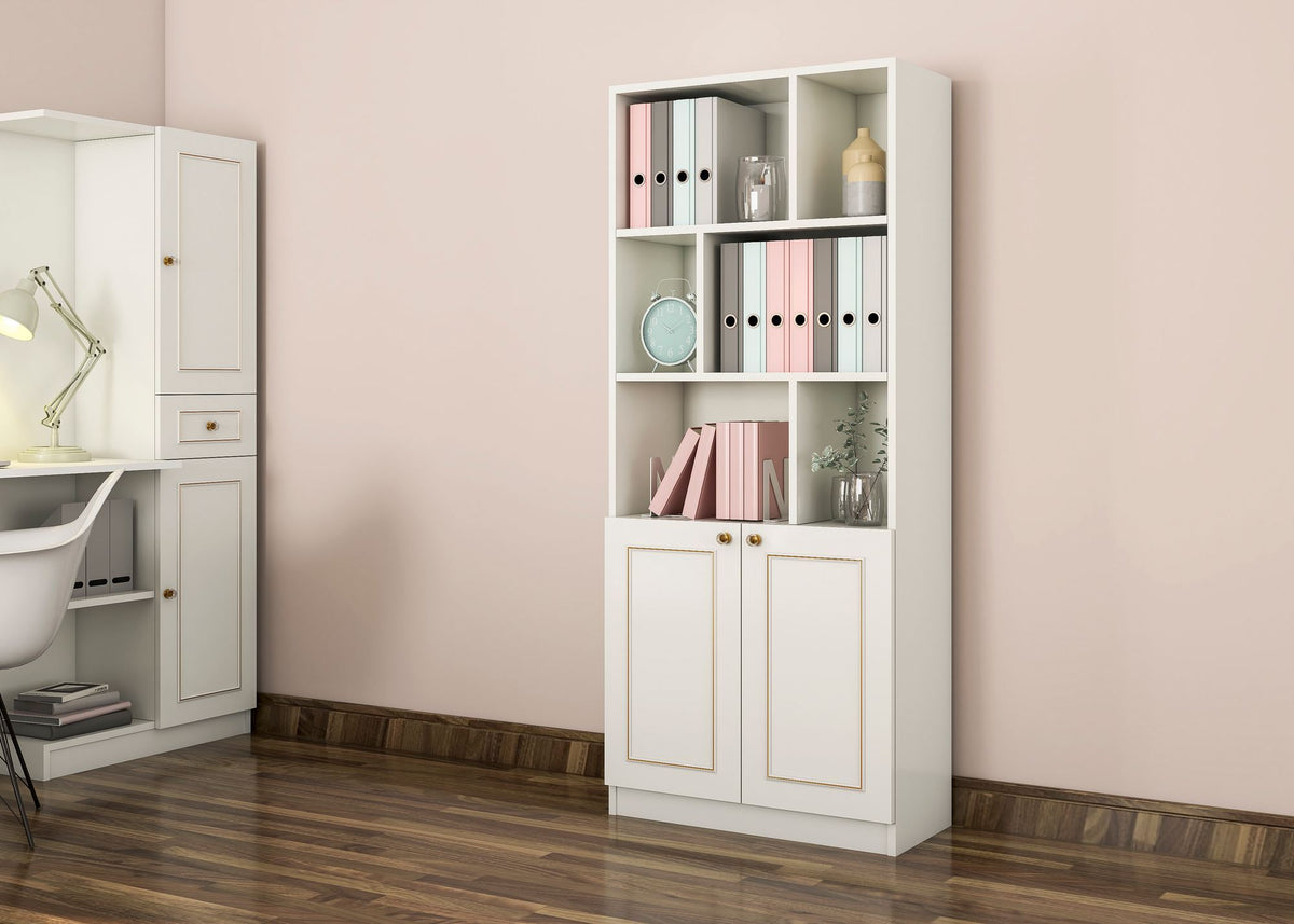 Βιβλιοθήκη Koritsa Λευκό Ματ 70x33x180 εκ. Μελαμίνης - Pakobazaar