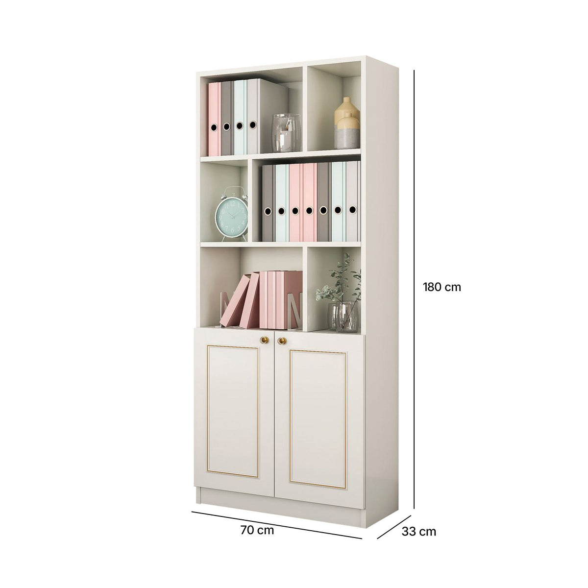 Βιβλιοθήκη Koritsa Λευκό Ματ 70x33x180 εκ. Μελαμίνης - Pakobazaar