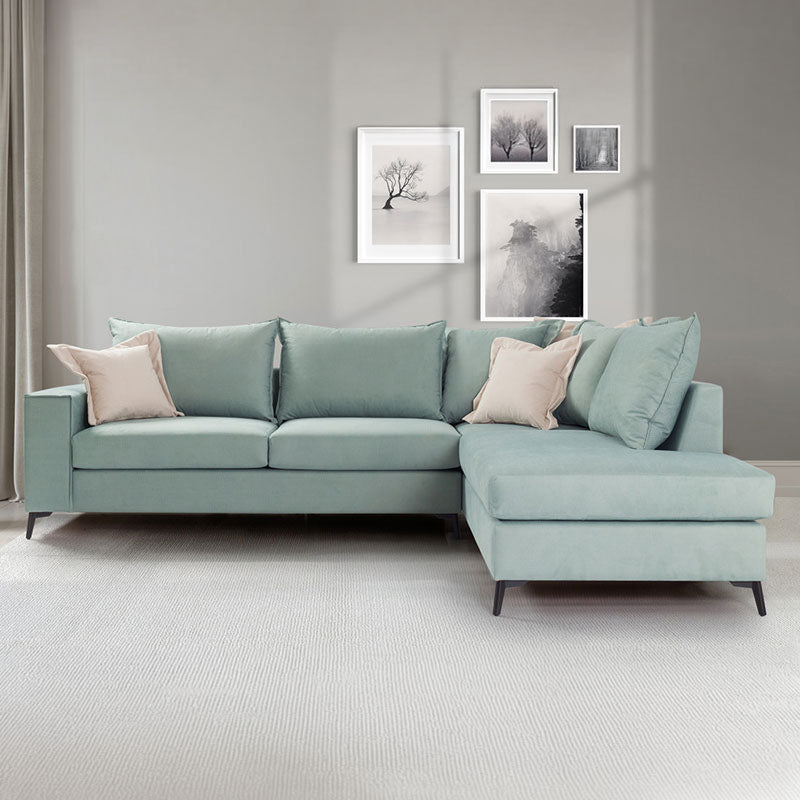 Γωνιακός καναπές αριστερή γωνία Romantic  ύφασμα ciel-cream 290x235x95εκ - Pakobazaar