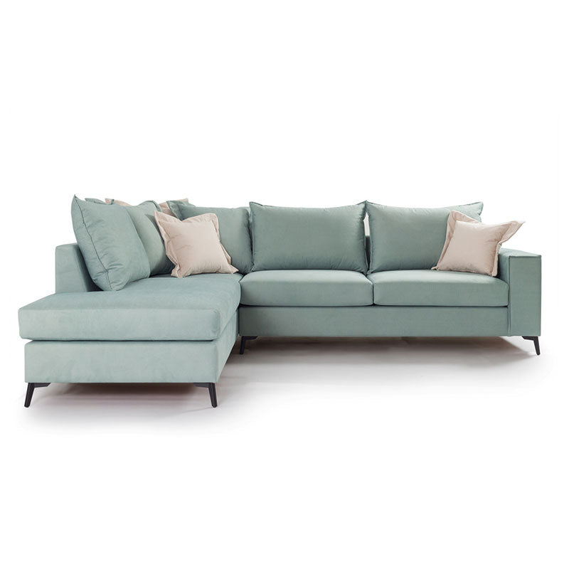 Γωνιακός καναπές δεξιά γωνία Romantic  ύφασμα Ciel-Cream 290x235x95εκ - Pakobazaar